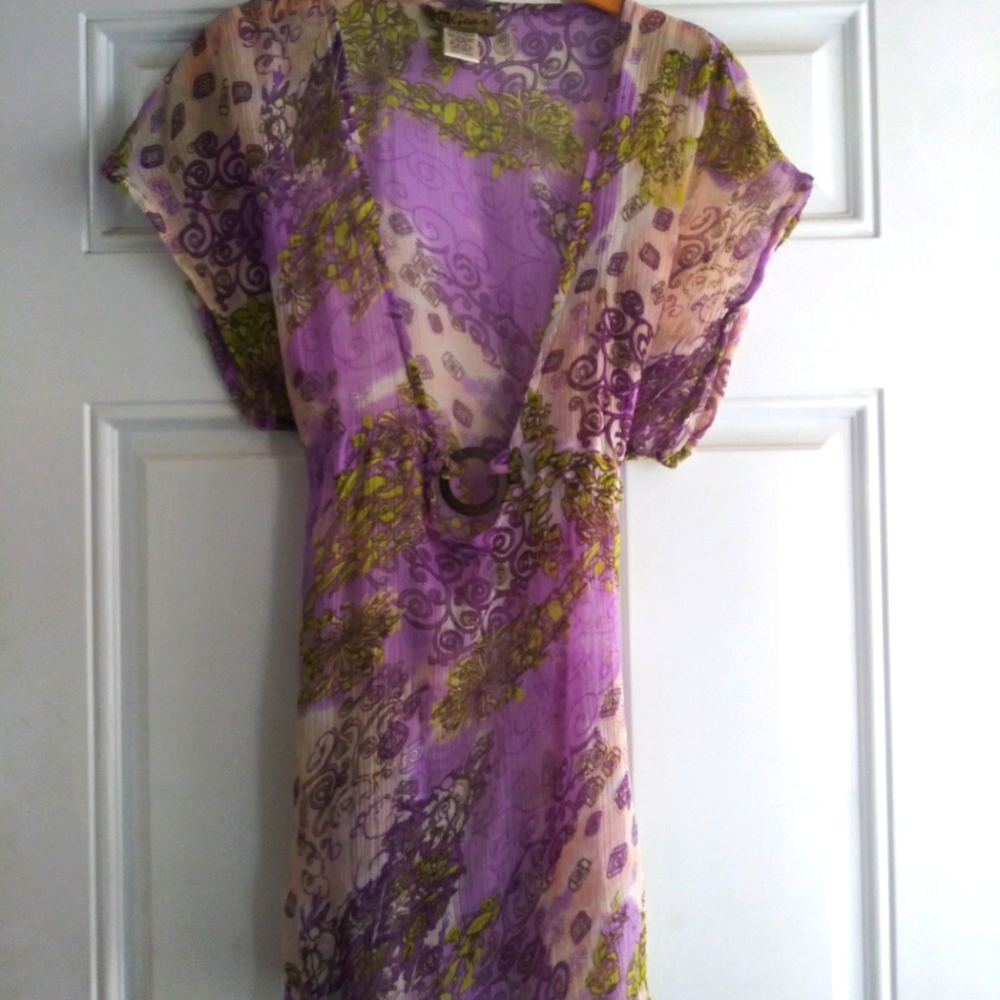Purple and Green Sheer Blouse